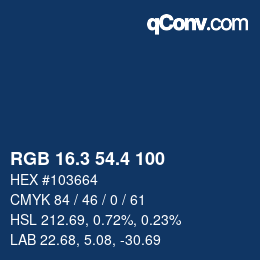 カラーコード: RGB 16.3 54.4 100 | qconv.com