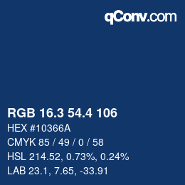カラーコード: RGB 16.3 54.4 106 | qconv.com