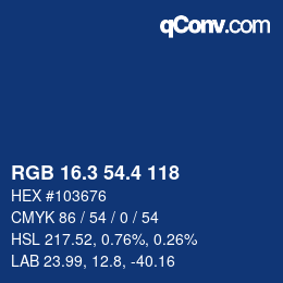 カラーコード: RGB 16.3 54.4 118 | qconv.com