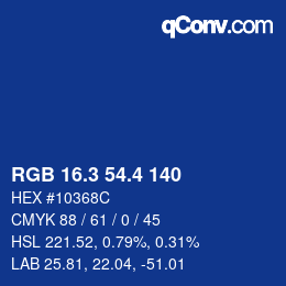 カラーコード: RGB 16.3 54.4 140 | qconv.com