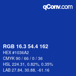 カラーコード: RGB 16.3 54.4 162 | qconv.com