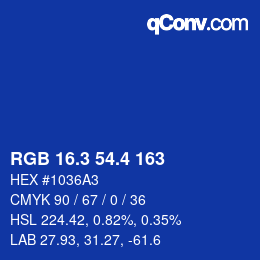 カラーコード: RGB 16.3 54.4 163 | qconv.com