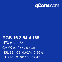 カラーコード: RGB 16.3 54.4 165 | qconv.com