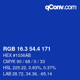 カラーコード: RGB 16.3 54.4 171 | qconv.com
