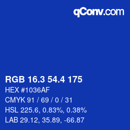 カラーコード: RGB 16.3 54.4 175 | qconv.com