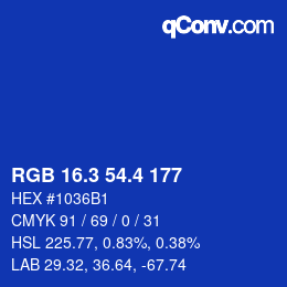 カラーコード: RGB 16.3 54.4 177 | qconv.com