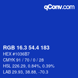 カラーコード: RGB 16.3 54.4 183 | qconv.com