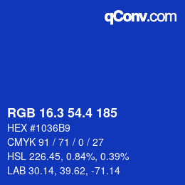 カラーコード: RGB 16.3 54.4 185 | qconv.com