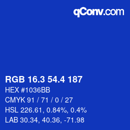 カラーコード: RGB 16.3 54.4 187 | qconv.com