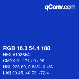 カラーコード: RGB 16.3 54.4 188 | qconv.com
