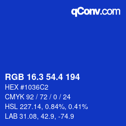 カラーコード: RGB 16.3 54.4 194 | qconv.com