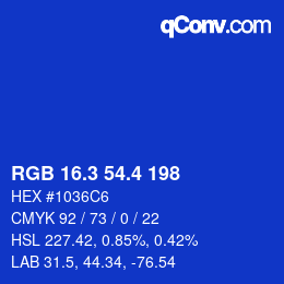 カラーコード: RGB 16.3 54.4 198 | qconv.com