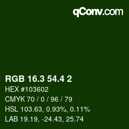 カラーコード: RGB 16.3 54.4 2 | qconv.com