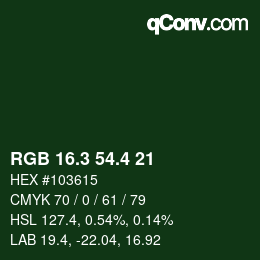 カラーコード: RGB 16.3 54.4 21 | qconv.com