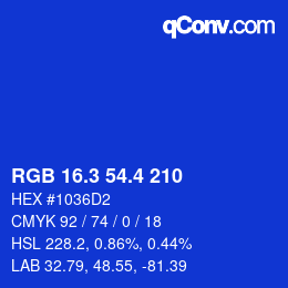 カラーコード: RGB 16.3 54.4 210 | qconv.com