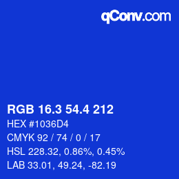 カラーコード: RGB 16.3 54.4 212 | qconv.com