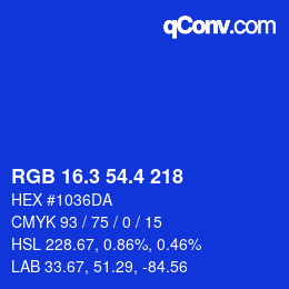 カラーコード: RGB 16.3 54.4 218 | qconv.com