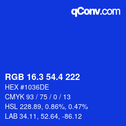 カラーコード: RGB 16.3 54.4 222 | qconv.com