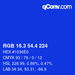 カラーコード: RGB 16.3 54.4 224 | qconv.com