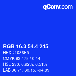 カラーコード: RGB 16.3 54.4 245 | qconv.com