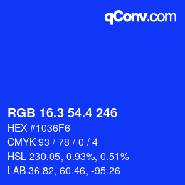 カラーコード: RGB 16.3 54.4 246 | qconv.com