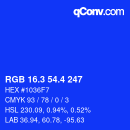 カラーコード: RGB 16.3 54.4 247 | qconv.com