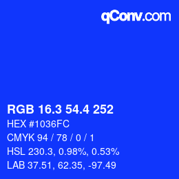 カラーコード: RGB 16.3 54.4 252 | qconv.com