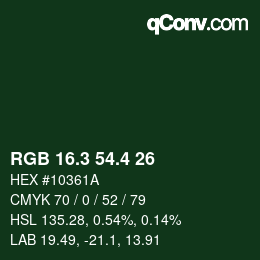 カラーコード: RGB 16.3 54.4 26 | qconv.com