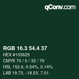 カラーコード: RGB 16.3 54.4 37 | qconv.com