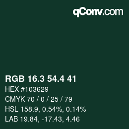 カラーコード: RGB 16.3 54.4 41 | qconv.com