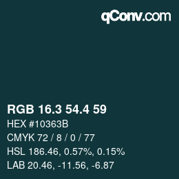 カラーコード: RGB 16.3 54.4 59 | qconv.com