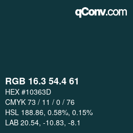 カラーコード: RGB 16.3 54.4 61 | qconv.com