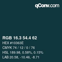 カラーコード: RGB 16.3 54.4 62 | qconv.com