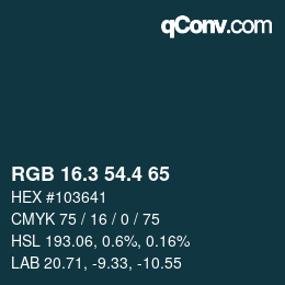 カラーコード: RGB 16.3 54.4 65 | qconv.com