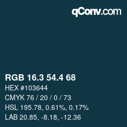 カラーコード: RGB 16.3 54.4 68 | qconv.com
