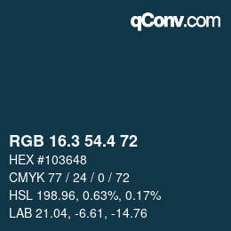 カラーコード: RGB 16.3 54.4 72 | qconv.com