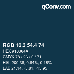 カラーコード: RGB 16.3 54.4 74 | qconv.com