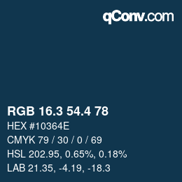 カラーコード: RGB 16.3 54.4 78 | qconv.com