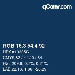 カラーコード: RGB 16.3 54.4 92 | qconv.com