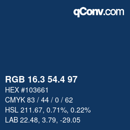 カラーコード: RGB 16.3 54.4 97 | qconv.com