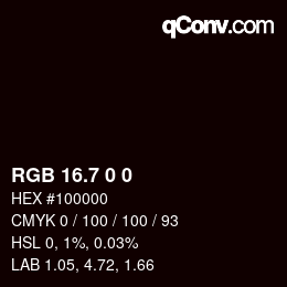 カラーコード: RGB 16.7 0 0 | qconv.com