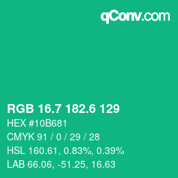 カラーコード: RGB 16.7 182.6 129 | qconv.com