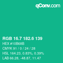 カラーコード: RGB 16.7 182.6 139 | qconv.com