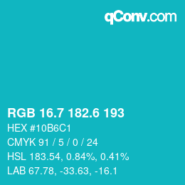 カラーコード: RGB 16.7 182.6 193 | qconv.com