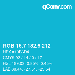 カラーコード: RGB 16.7 182.6 212 | qconv.com