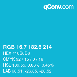 カラーコード: RGB 16.7 182.6 214 | qconv.com