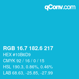 カラーコード: RGB 16.7 182.6 217 | qconv.com