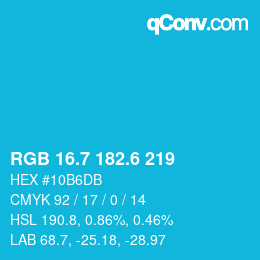 カラーコード: RGB 16.7 182.6 219 | qconv.com