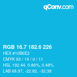カラーコード: RGB 16.7 182.6 226 | qconv.com