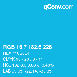 カラーコード: RGB 16.7 182.6 228 | qconv.com
